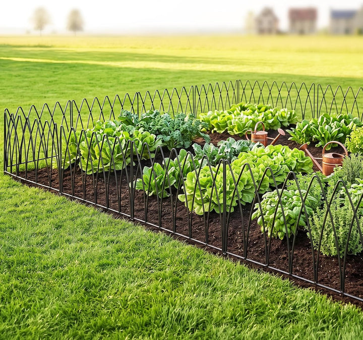Thealyn Dekorative Metall Gartenzaun 45cm (H) x 2.25m (L) Metall Grenze Folding Fence No Dig Fence L