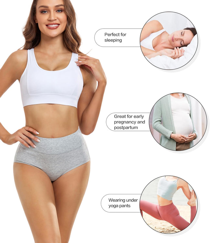 wirarpa Damen Unterhosen Baumwolle Unterwäsche Hohe Taille Slips Hoher Taillenslip für Frauen 5er Pa