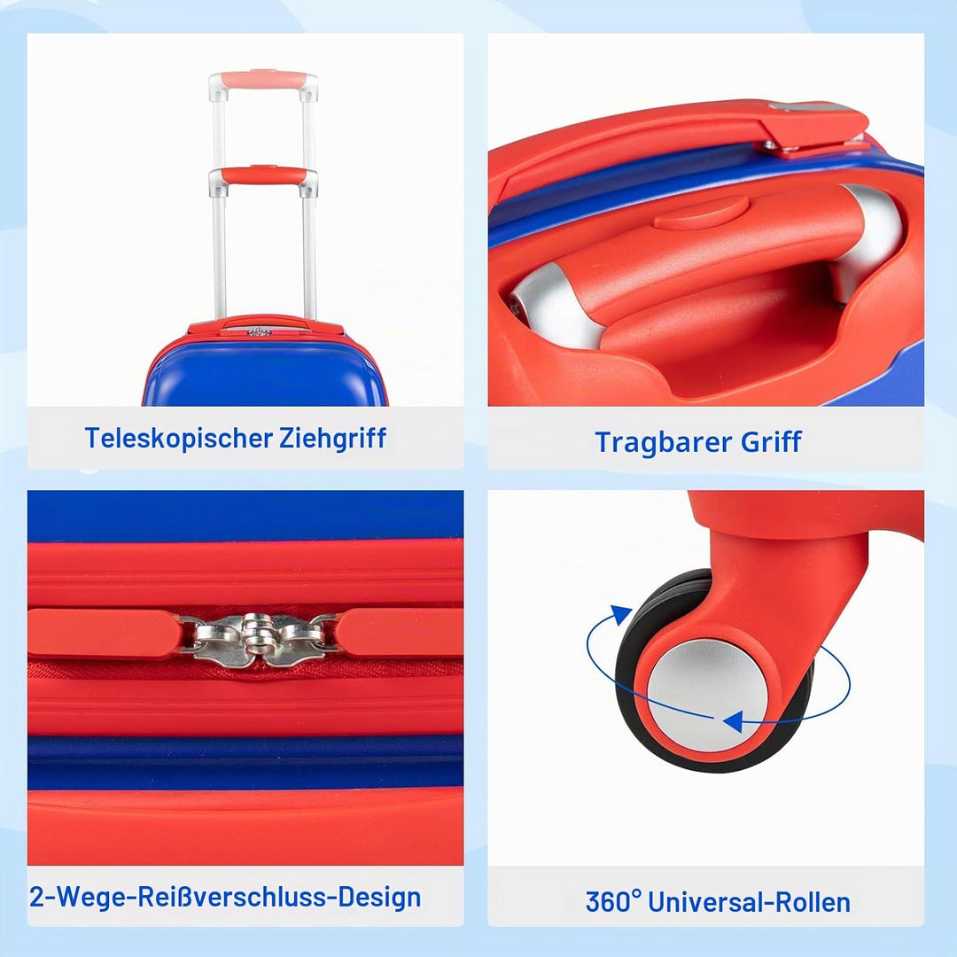 GOPLUS Kinderkoffer mit Rucksack, Kids Trolley, Kindergepäck mit Rollen, Reisekoffer mit Teleskopgri