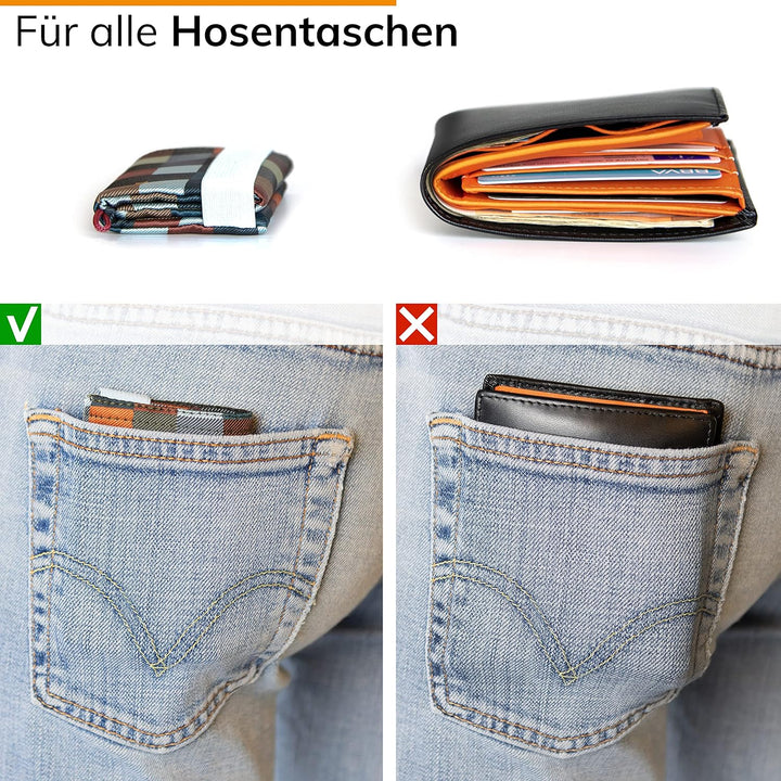 GUGGIARI® Slim Wallet mit RFID Schutz für Kreditkarten-, Bargeld- und Schlüsselhalter - Kartenetui H