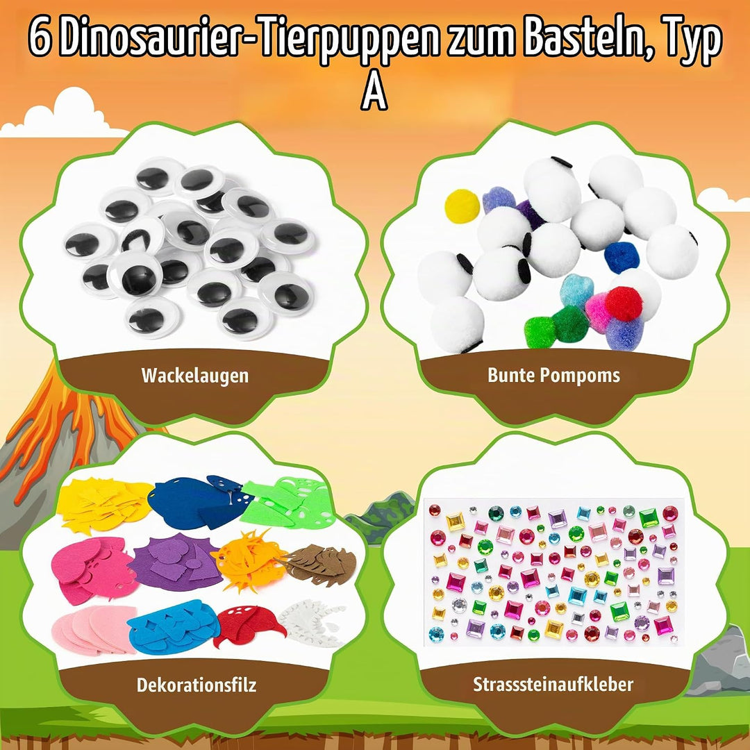 WATINC 6pcs Felt Handpuppe DIY Art Craft Set, Kunsthandwerk gefühlt Socke Puppet Spielzeug, kreative
