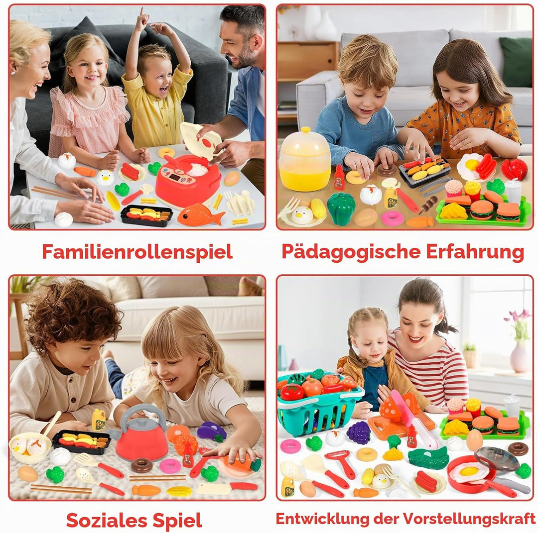102 Pcs Spielküche Zubehör, Kinderküche Zubehör Outdoor, Küchenspielzeug Rollenspiel, mit Kinder Koc