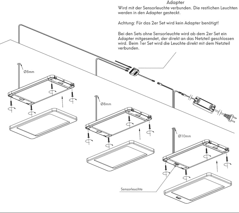 kalb Material für Möbel LED Unterbauleuchte 6Watt SET Sensor Küchenleuchte Einbauspot Einbaustrahler