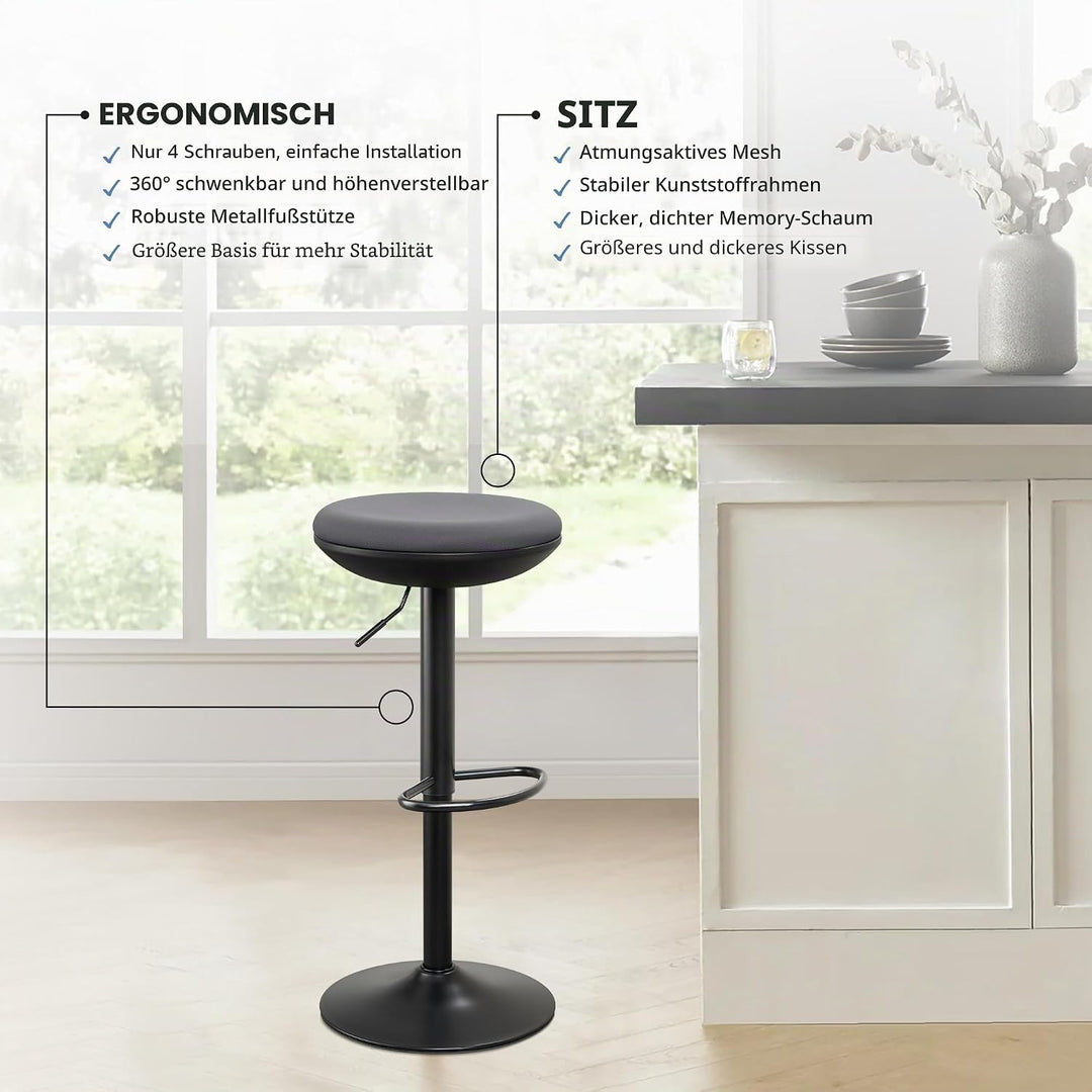 IWMH Ergonomischer Stehhocker, Bürohocker höhenverstellbar (Grau*2) | 360° drehbarer Arbeitshocker o