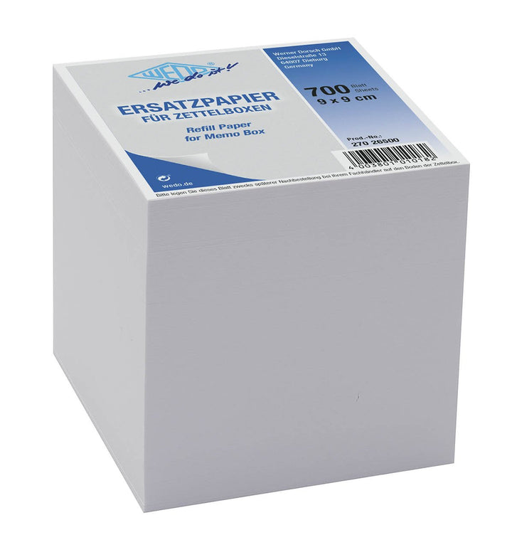 Wedo 27026500 Ersatzpapier (für Zettelbox, holzfrei, 9 x 9 cm, 700 Blatt) (10, weiss)