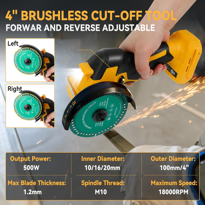 Akku-Winkelschleifer für Dewalt 18/20 V, bürstenloser Mini-Winkelschleifer, 18000 U/min, 100 mm, kle