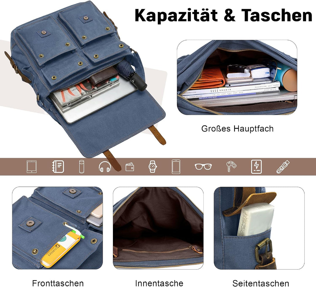 VARLIVOO Umhängetasche für Herren Schultertaschen 14" Zoll Laptoptaschen Messenger Bags Kuriertasche
