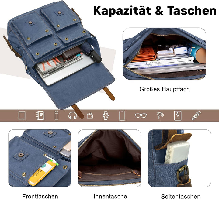 VARLIVOO Umhängetasche für Herren Schultertaschen 14" Zoll Laptoptaschen Messenger Bags Kuriertasche