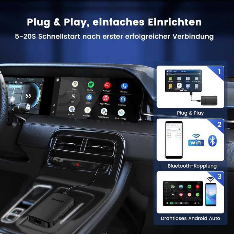 CarlinKit Wireless Android Auto Adapter, direkter Stecker, einfache Einrichtung, sofortige Verbindun