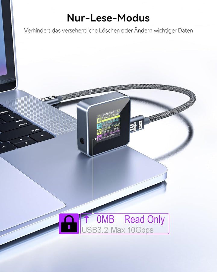 DOCKCASE Smart Pocket SSD Gehäuse - 3S Power Loss Protection, NVMe M.2 Gehäuse Echtzeit-SSD-Gesundhe