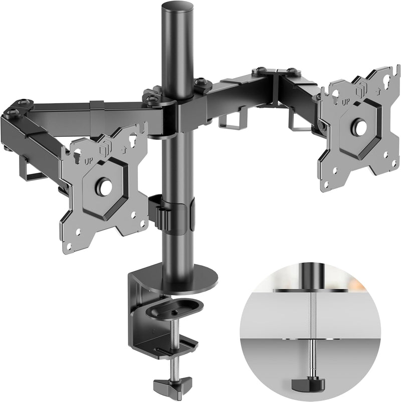 ONKRON Zweiarm Monitor Halterung für 13-32 Zoll Flach&Curved Bildschirm, Tischhalterung Höhenverstel