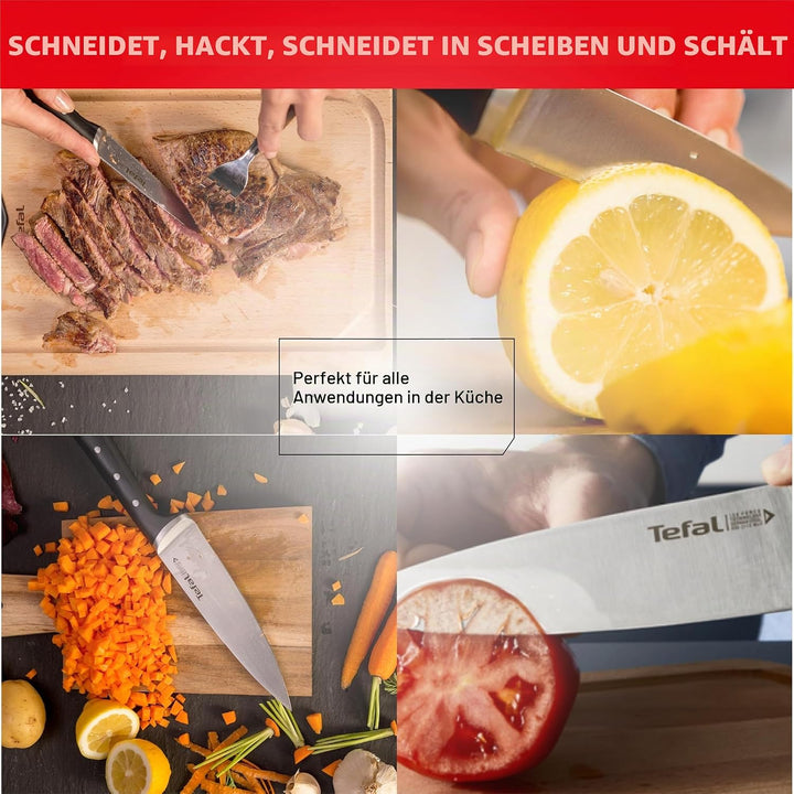 Tefal Ice Force Set mit 4 Messern | Kochmesser 20 cm | Fleischmesser 20 cm | Universalmesser 11 cm |