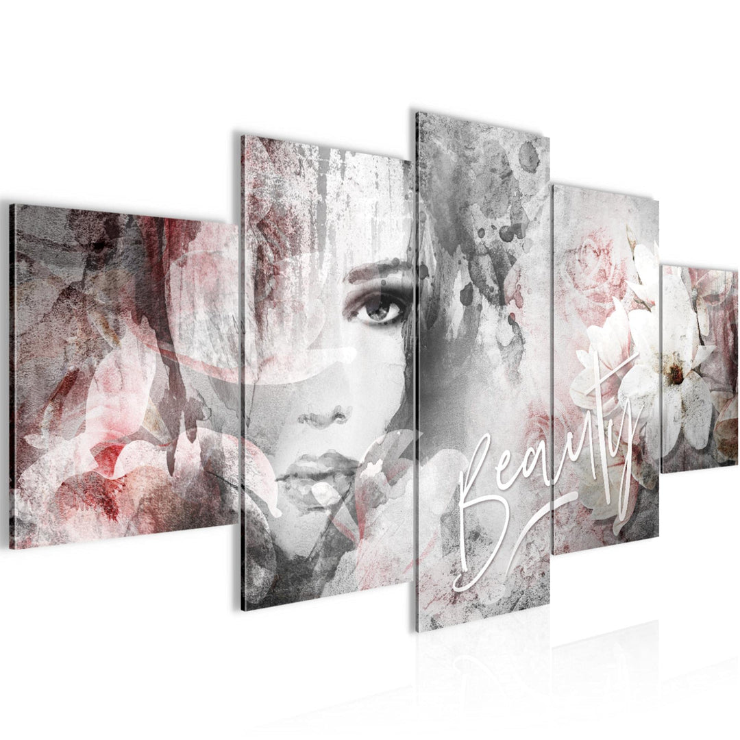 Runa Art Wandbilder Blumen Vintage 5 Teilig Bild auf Vlies Leinwand Deko Wohnzimmer Frau Bunt 039352