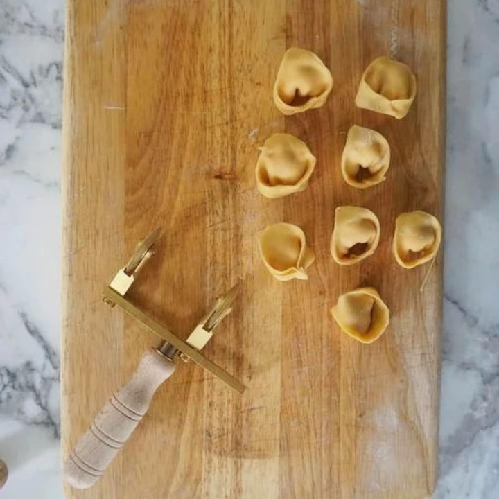 La Gondola Teigrädchen - Einstellbares Rad (2x Glatt) | Nudelwerkzeug | Messing & Naturholz | Sicher