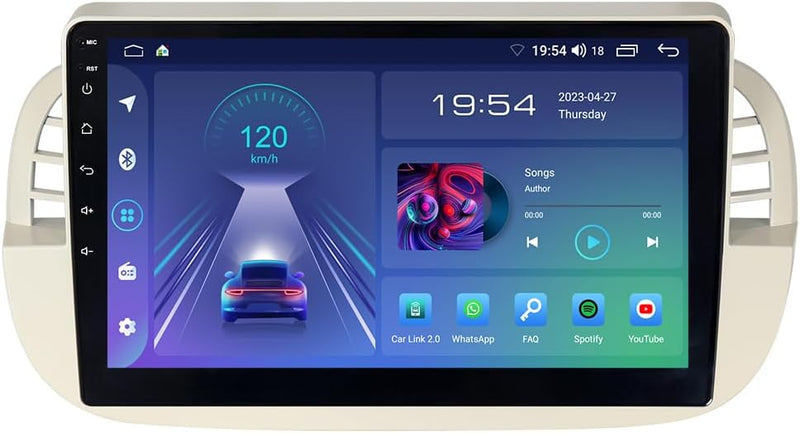 ACAVICA Android 12 Autoradio für FIAT 500 500C 2007-2015 9 Zoll Radio mit GPS Navigation Wireless Ca