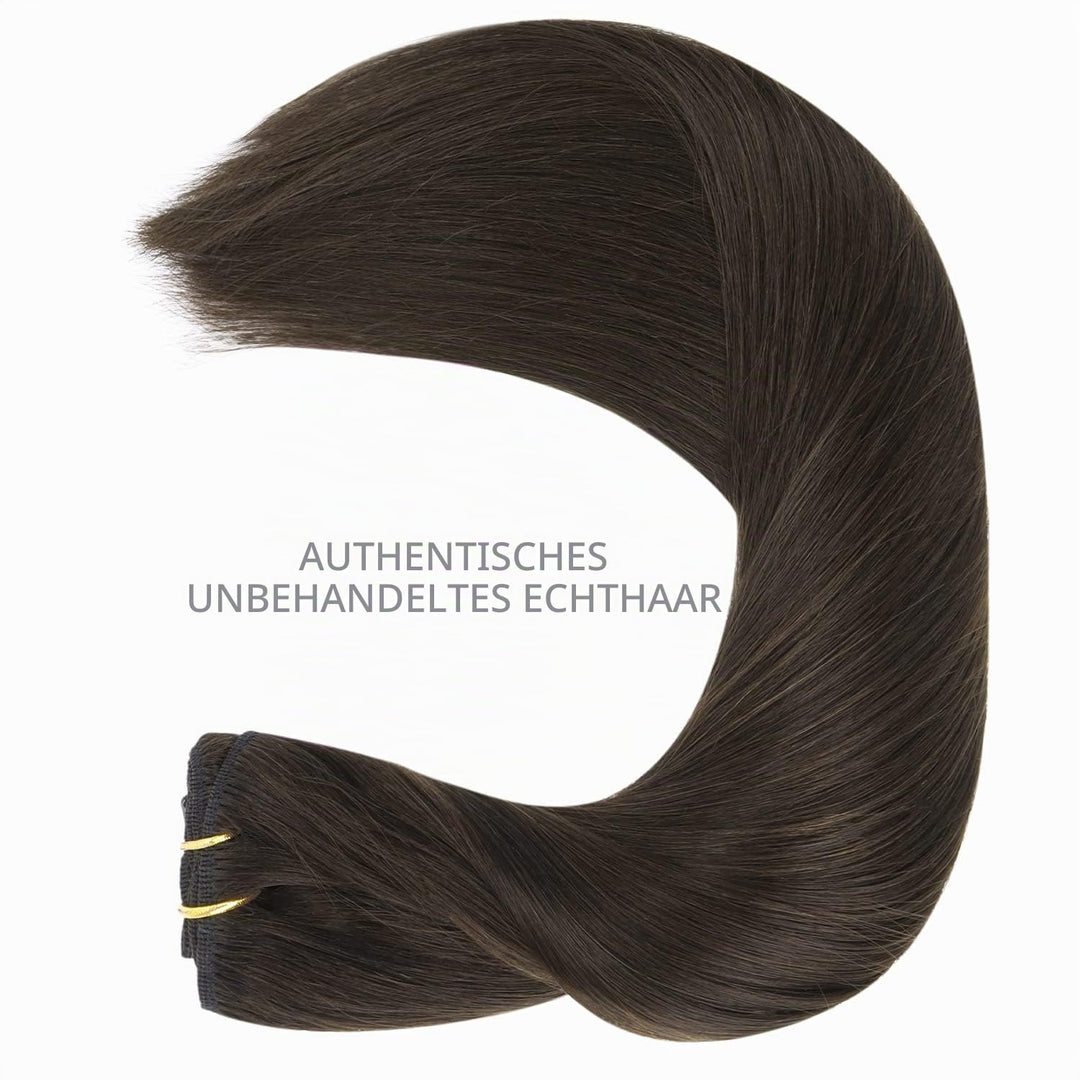 WENNALIFE Clip in Extensions Echthaar, 75g 5pcs 40cm Dunkel Braun Extensions Clip in Remy Clip in Ex