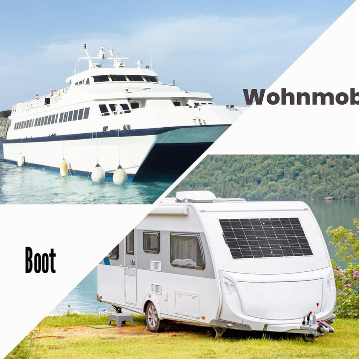 200W 12V Flexibles Monokristallines Solarpanel (2 Stücke 100W) mit Solarkabel wasserdichtes Photovol