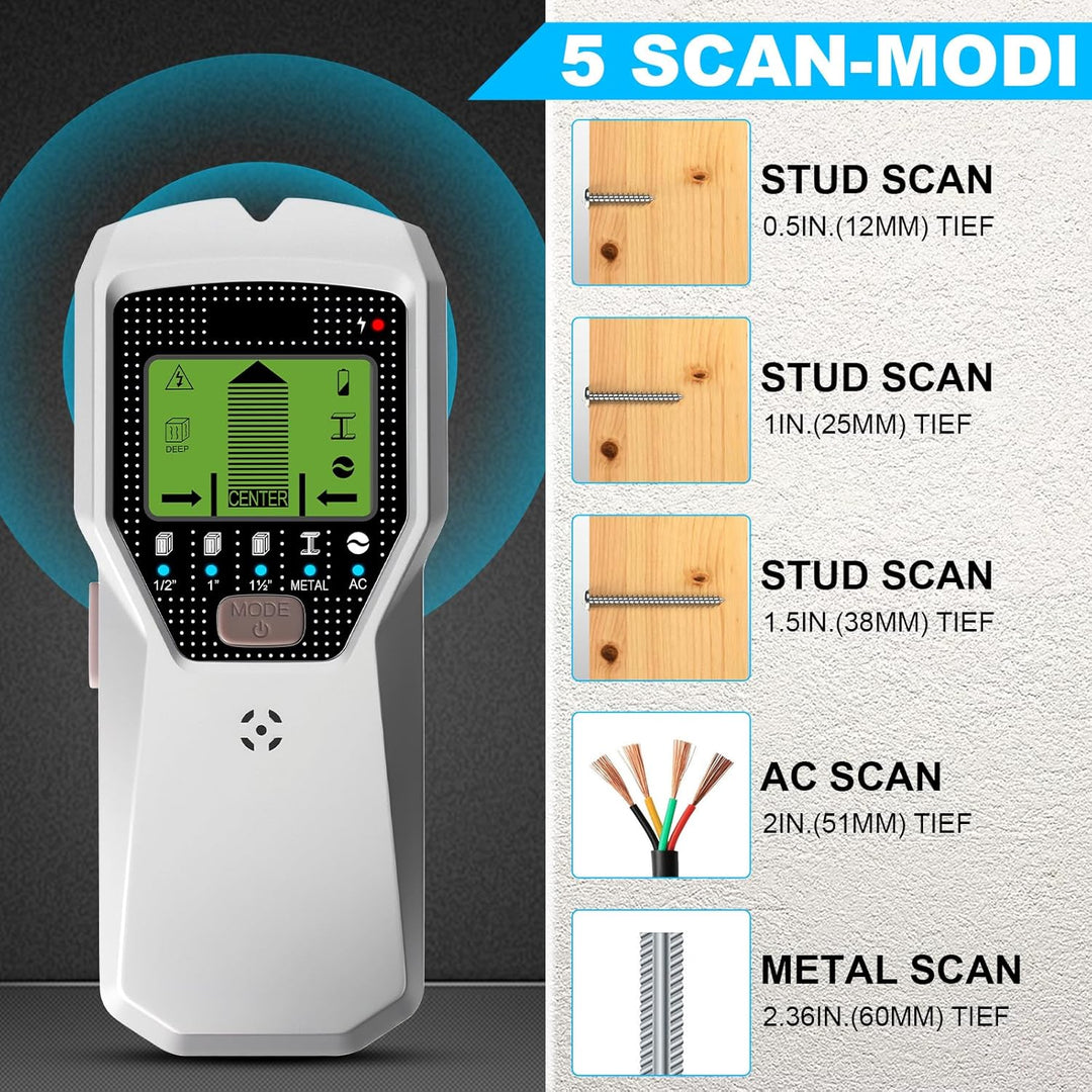 Leitungssucher Ortungsgerät 5 in 1 Wandscanner Stud Finder mit LED-Display Wand Scanner Detektor Met