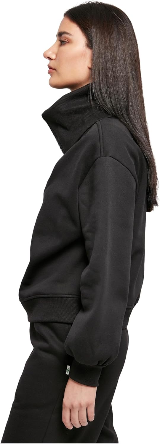 Urban Classics Damen Ladies Oversized High Neck Troyer Crew Sweatshirt XS Schwarz, XS Schwarz