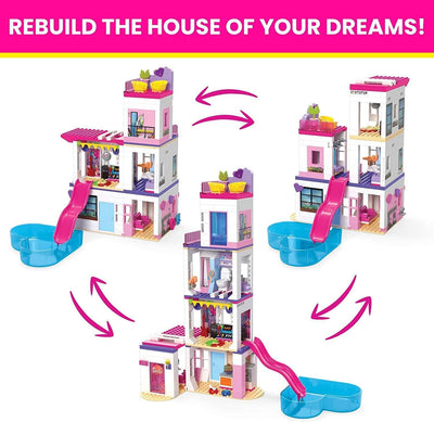 Mega HHM01 - Barbie Color Reveal Traumvilla Spielset, Baukasten mit über 25 Überraschungen, 5 Mikro-