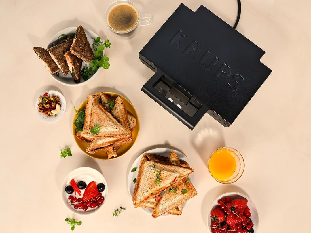 Krups FDK Iconic Sandwichmaker, 850 W, keramikbeschichtete Antihaft-Platten, ikonisches Design, vert