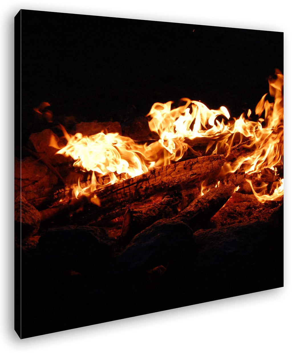 deyoli Dark heisses Lagerfeuer bei Nacht im Format: 70x70 als Leinwandbild, Motiv fertig gerahmt auf