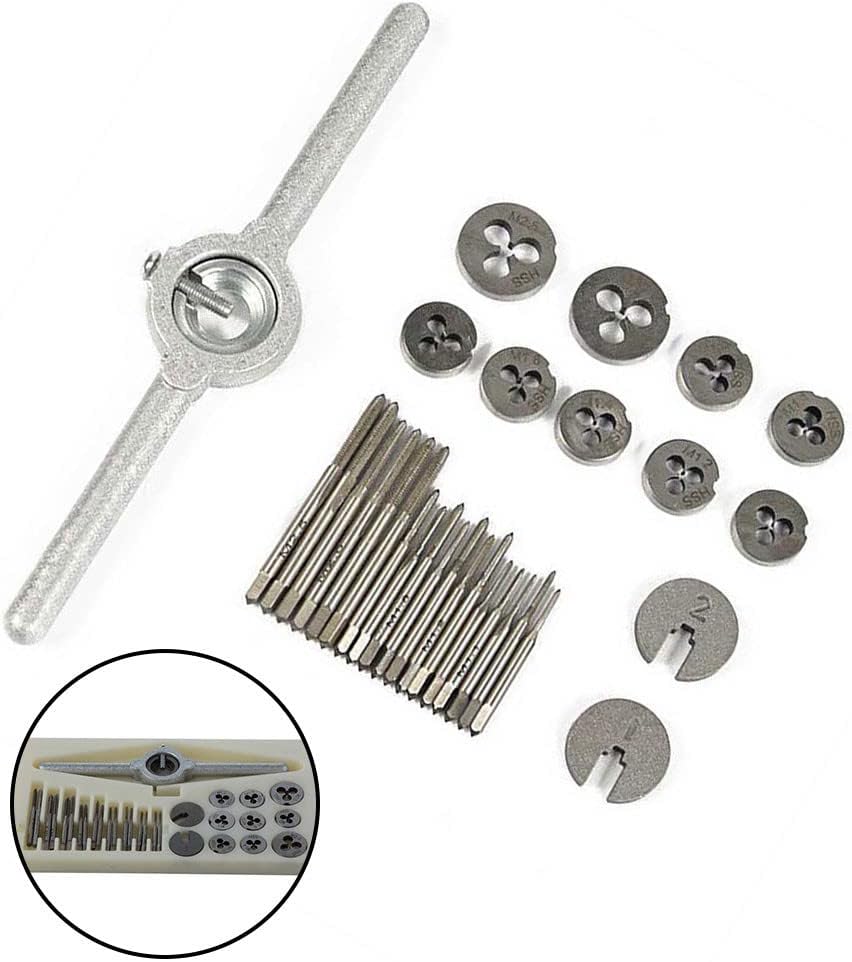 31 Stück M1-M2.5 HSS metrisches Gewindebohrer und Schneideisen-Set, Gewindebohrer, Gewindebohrer, Mi