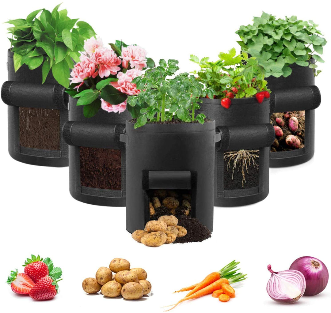 LITLANDSTAR Potato Growing Bag, 5-Pack 5 Gallonen Vegetable Growing Plant Bags mit Sichtfenster und