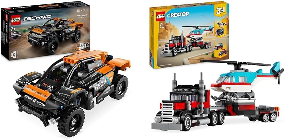 LEGO Technic NEOM McLaren Extreme E Race Car Set, Auto-Spielzeug mit Rückziehmotor & Creator 3in1 Ti