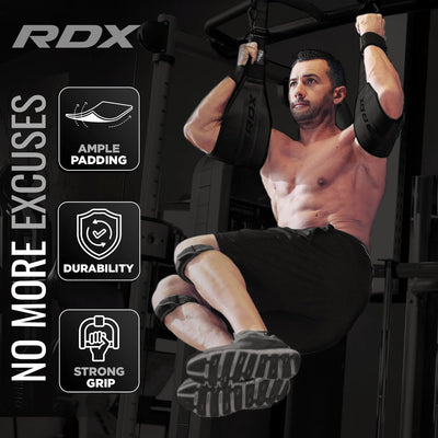 RDX bauchmuskelschlaufen, Maya Hide Leder Gepolstert AB Straps D-Ring für Bauchübungen Trainingseinh