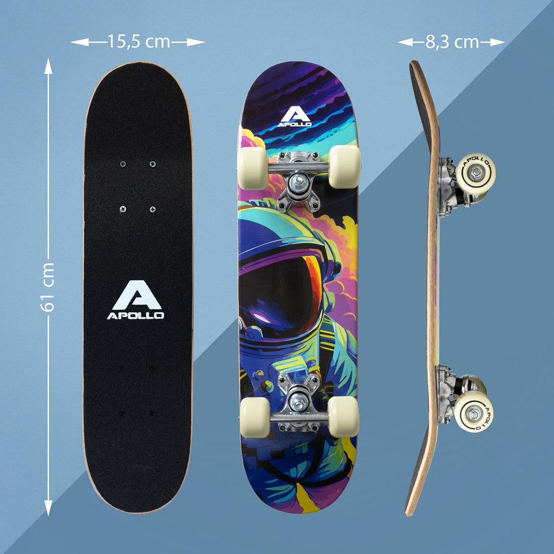 Apollo Kinder Skateboard, kleines Komplett Board mit ABEC 3 Kugellagern und Aluminium Achsen, Coole