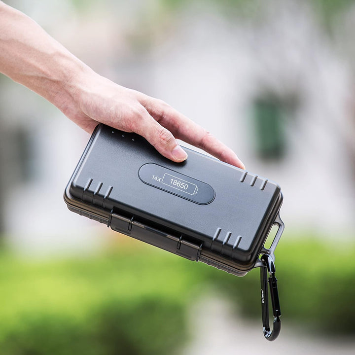KIWIFOTOS 18650 Batteriebox Aufbewahrung für 14 Stück 18650 Akku und alle ähnlich grossen Akkus - 18