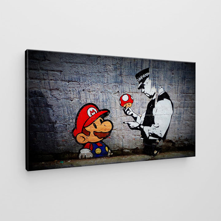 Giallobus - Gemälde - Banksy - - Standardleinwand - 100x60-08 - Super Mario - Bereit zum Aufhängen -
