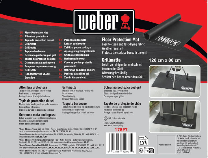 Weber Grillmatte - Klein (120 x 80cm), schützt Terasse / Balkon vor Fettspritzern oder tropfenden Fl