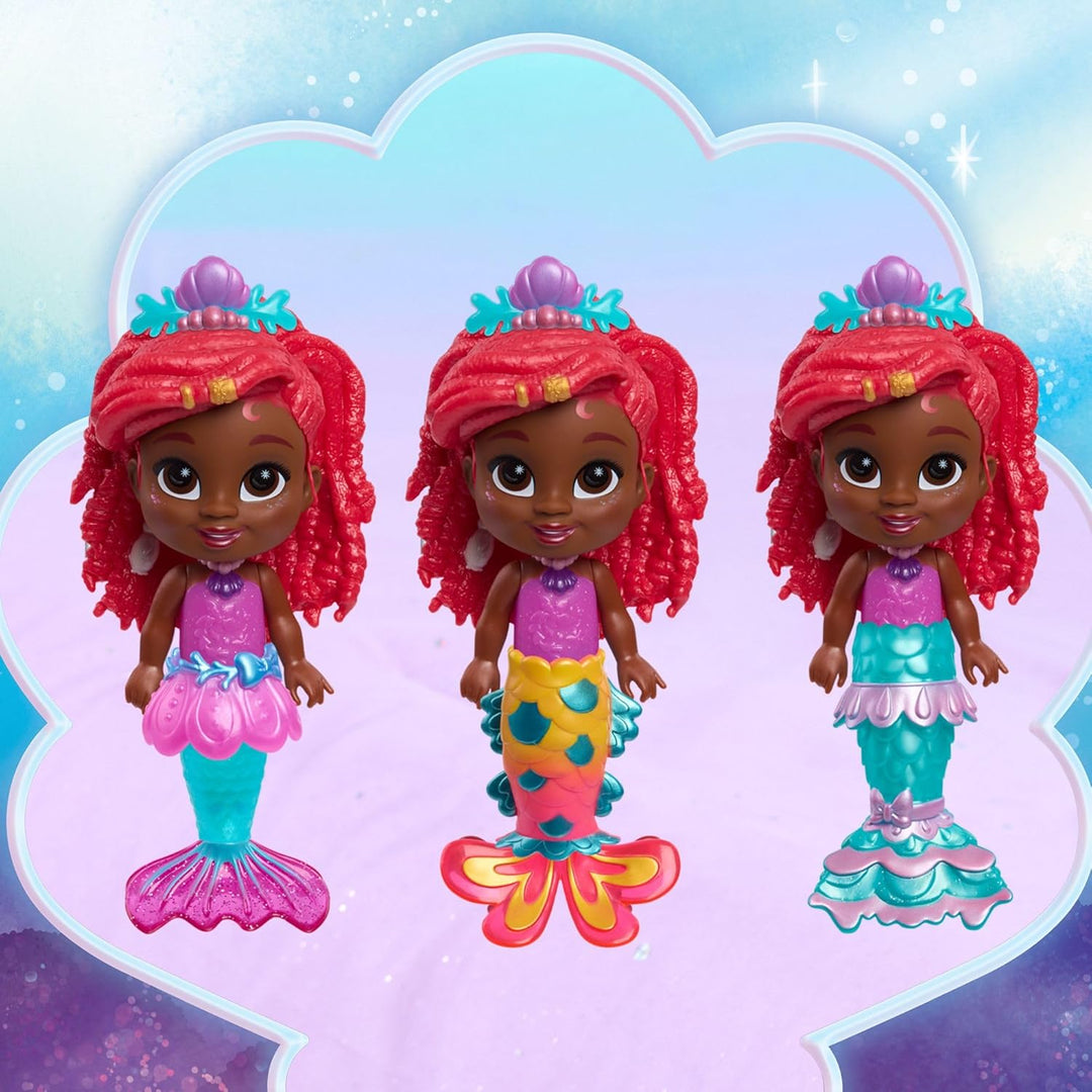 Just Play Disney Junior Pop Tails Arielle-Puppe, 17,8 cm gross, mit Zubehör, 9-teilig, Kinderspielze