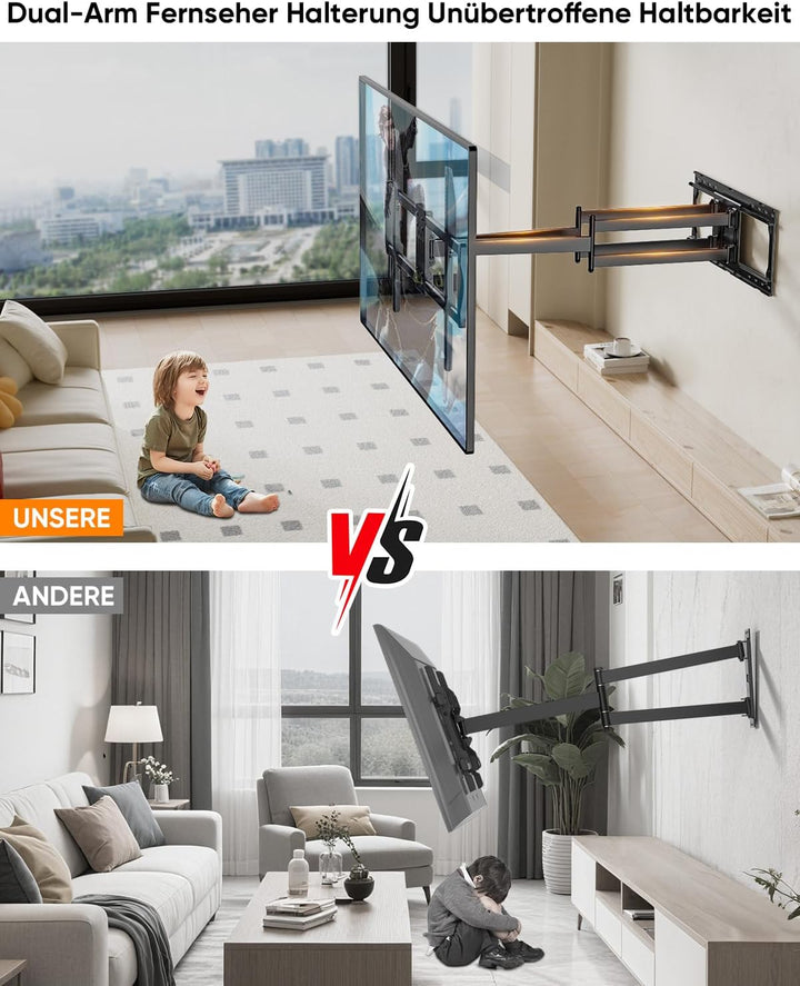 Heavy Duty XXL TV Wandhalterung mit 1095 mm Extra Langem Gelenkarm, für Extra Grosse 60-120 Zoll Fer