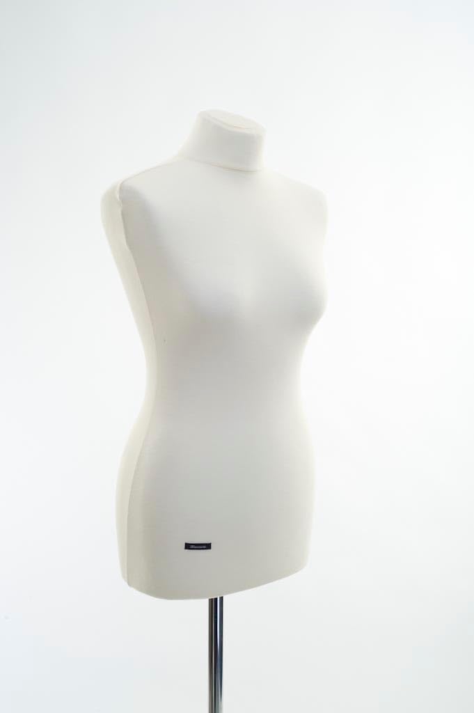 | Schneiderpuppe von LUCCESI | Damen Büste Grösse/Size: XL (44-46) | Bezug Creme-Weiss | Standfuss w