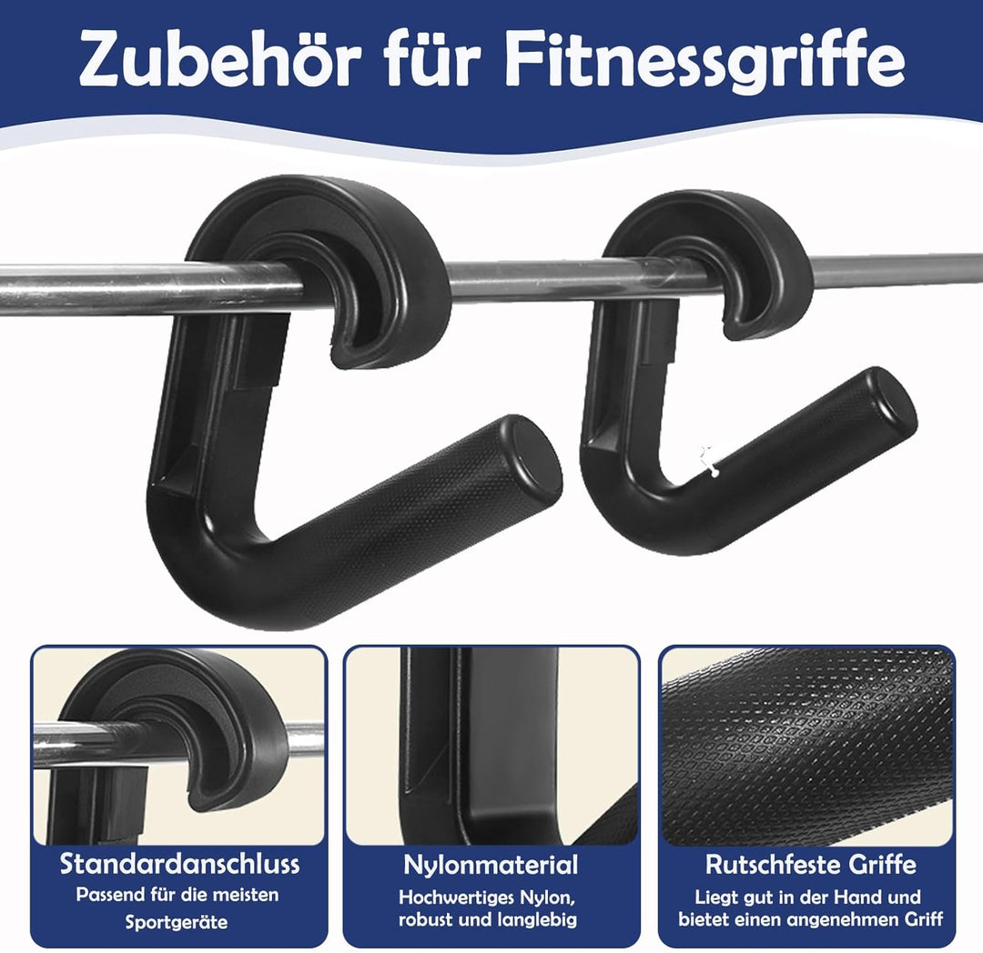 2 Stück Doppelte D-Form Klimmzug Griffe, 90-Grad-Haken Klimmzug Griffe, Kabelzug-Aufsatz, für Schult