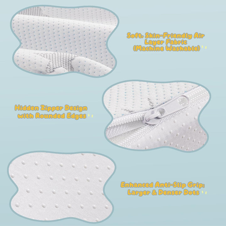 Rausfallschutz Kinderbett - Halb-Wassertropfen Schaumstoff-Schutz, Anti-Rutsch-Grip, Air-Layer-Bezug