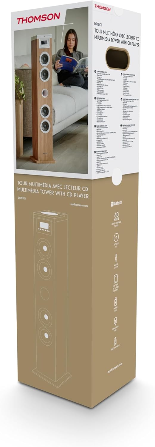 THOMSON Multimedia-Tower mit CD-Player, Bluetooth, weiss, DS121CD, weiss