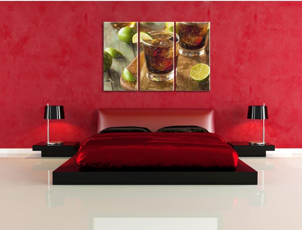 Pixxprint Erfrischender Cuba Libre als Leinwandbild/Grösse: 3 Teilig (120x80 cm) cm/Wandbild/Kunstdr