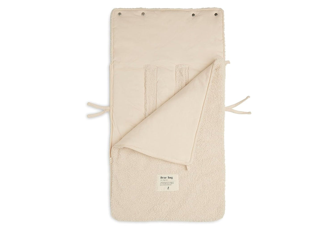 Jollein Fusssack Boucle Naturel - Teddy - Für Babyschale Kinderautositz Gruppe 0+ und Kinderwagen -
