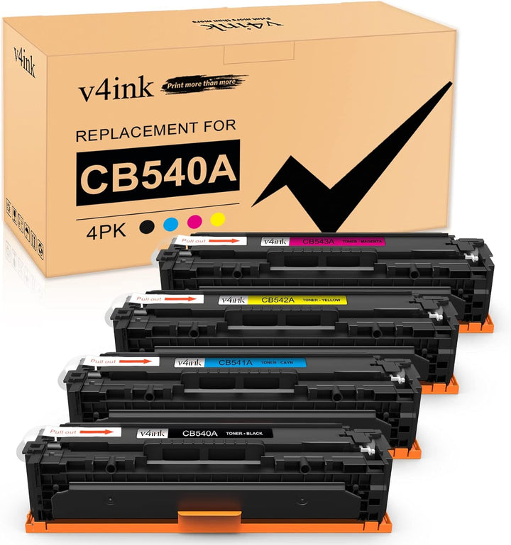 v4ink CB540A 125A wiederaufbereitete Tonerkartuschen, kompatibel für HP 125A CB540A CB541A CB542A CB