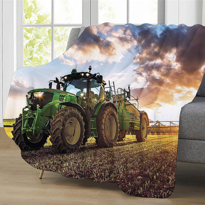 Traktor Decke, Farm Theme Flanelldecke, Für Kinder Jungen Erwachsene, Weiche Warme 130x150cm (Cloud-