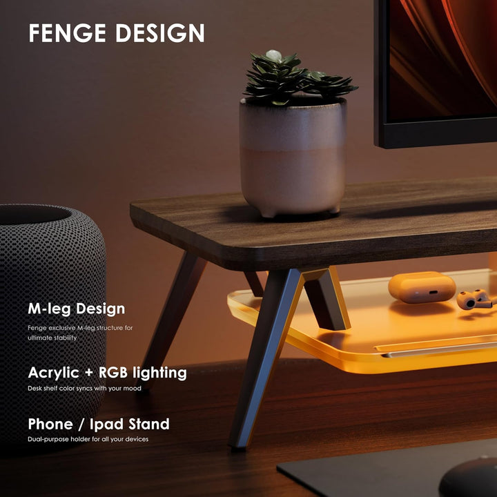 Fenge Monitorständer Riser mit Acrylablage und App-Steuerung LED Lights 108cm Grosser Computerstände