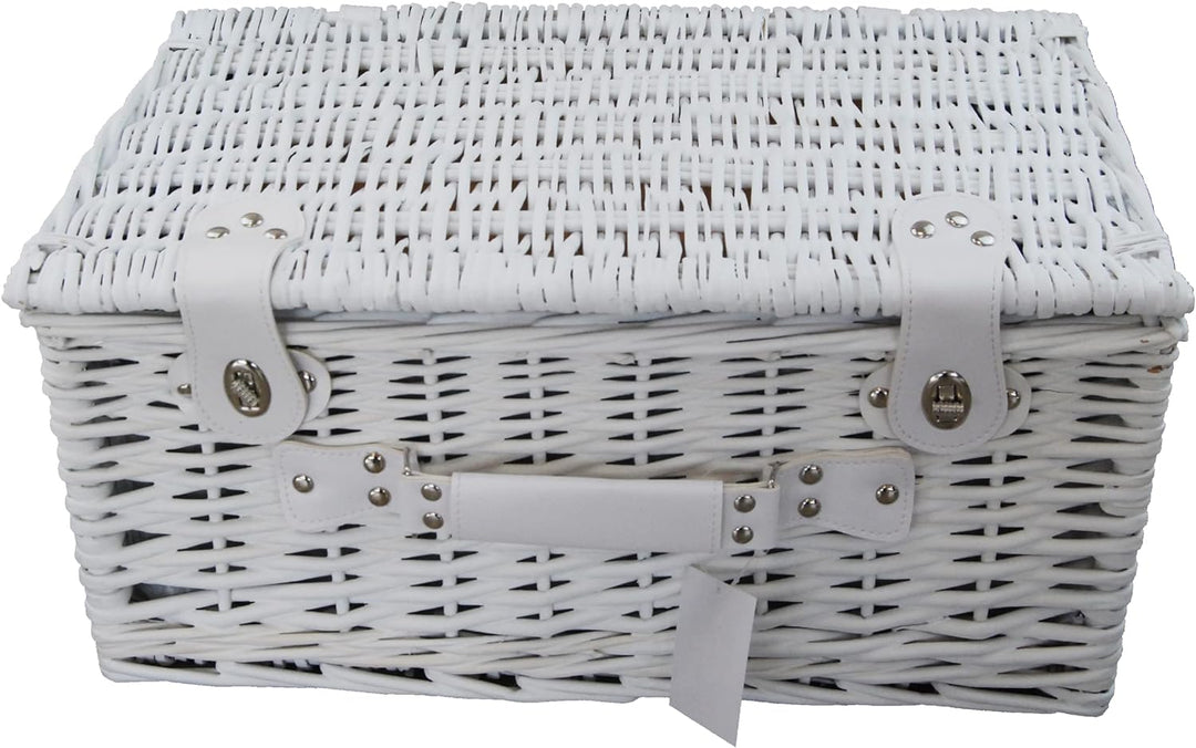 DVier Picknickkorb weiss weide f. 4 Personen inkl. Thermotasche
