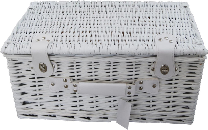DVier Picknickkorb weiss weide f. 4 Personen inkl. Thermotasche