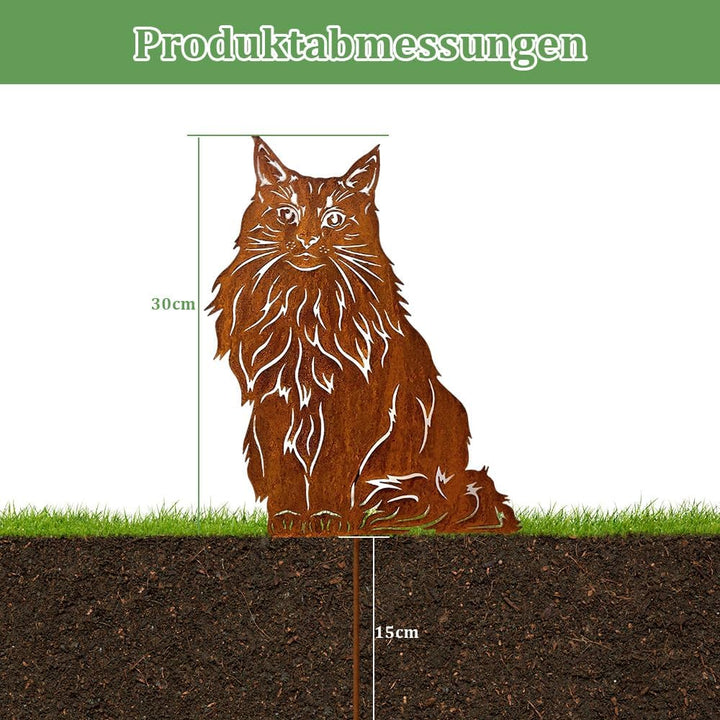 Gartenstecker Rost Katzen, Maine Coon Katze Gartendeko Rost, Gartenstecker Metall, Gartendeko Katze