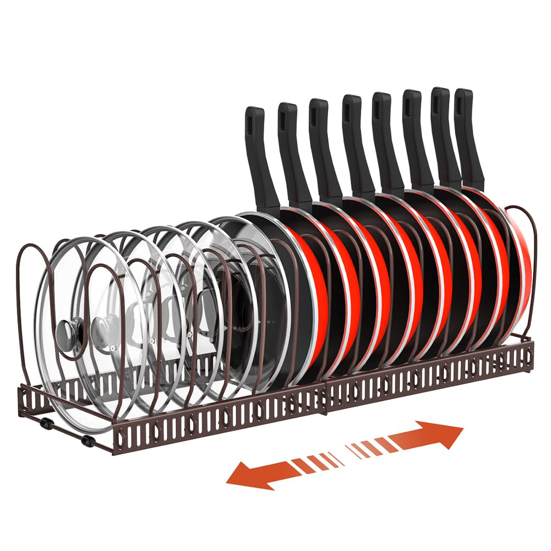 Housolution Pfannenhalter für Schublade, Erweiterbarer Topfdeckelhalter mit 14 Verstellbaren Teiler,