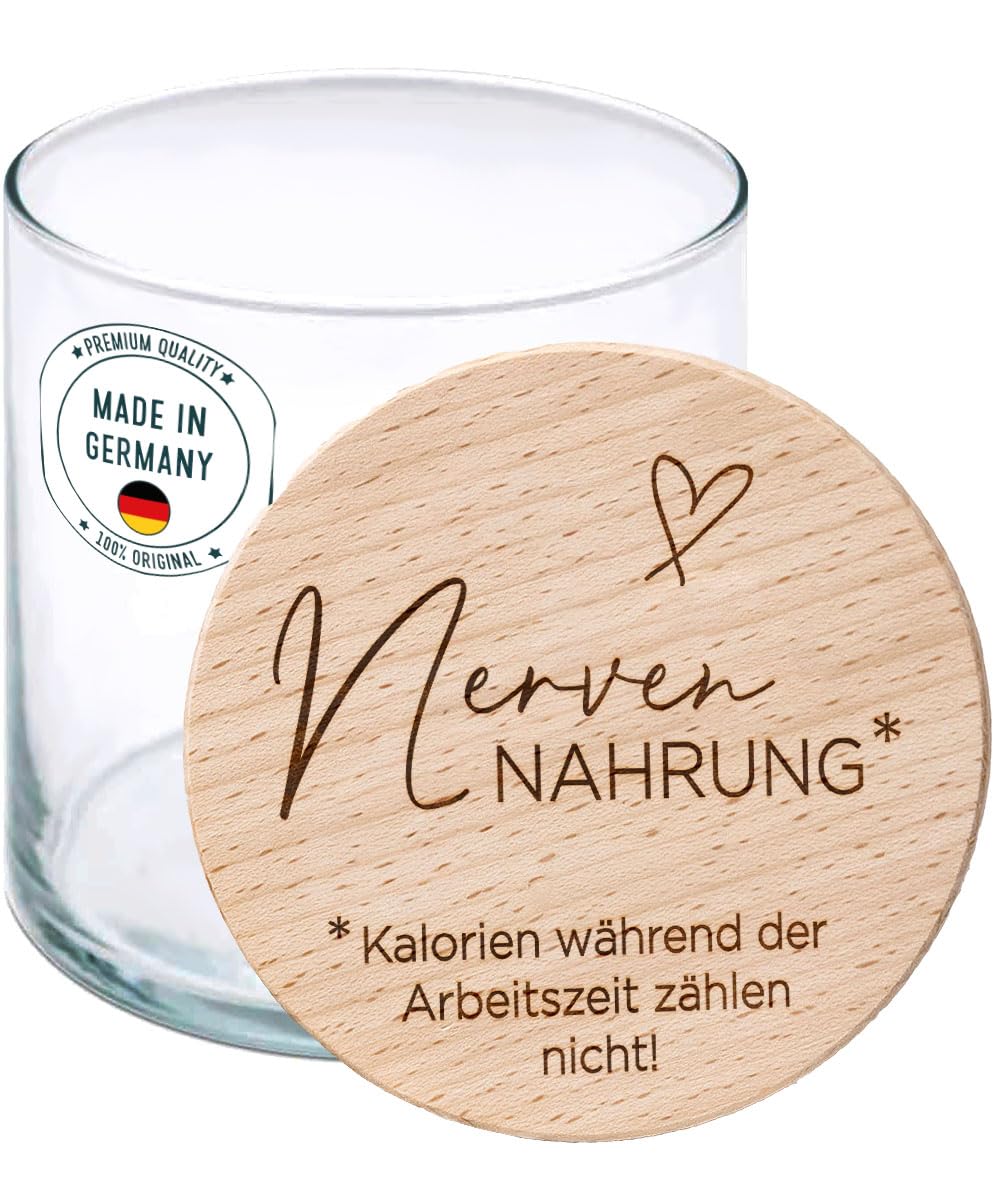 Geschenke für Kollegen – Nervennahrung Glas mit Gravur, witzige Geschenkidee oder Wichtelgeschenk zu
